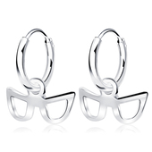 Glasses Shaped Silver Hoop Earring HO-2537